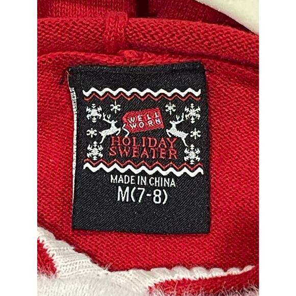 Girls "Holiday Sweater" Red Christmas dress w/hood. Size Medium 7-8 - Picture 5 of 5